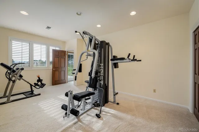 a room with gym equipment