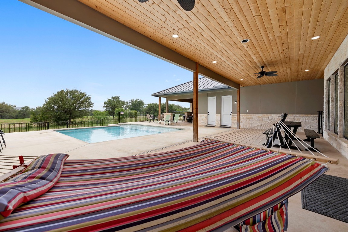 1463 Mountain Valley Road Concan, TX 78838 - Photo 39 of 43 a view of swimming pool with seating space