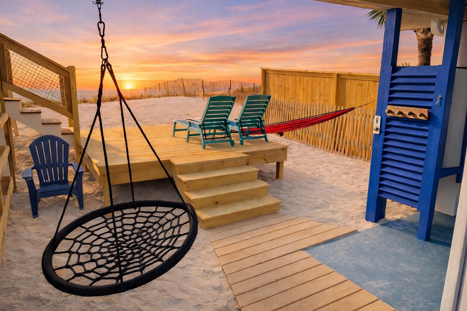 5191 Clipper Way Port St. Joe, FL 32456 - Photo 3 of 23 a view of balcony with wooden floor and outdoor seating