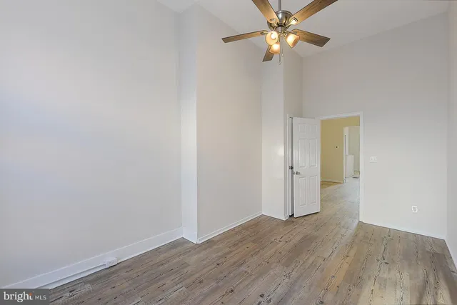 a view of a livingroom with a fan
