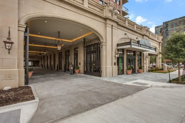 a view of lobby with chandelier