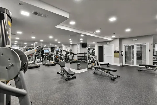 a view of a room with gym equipment