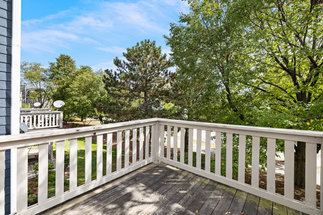 a balcony with yard