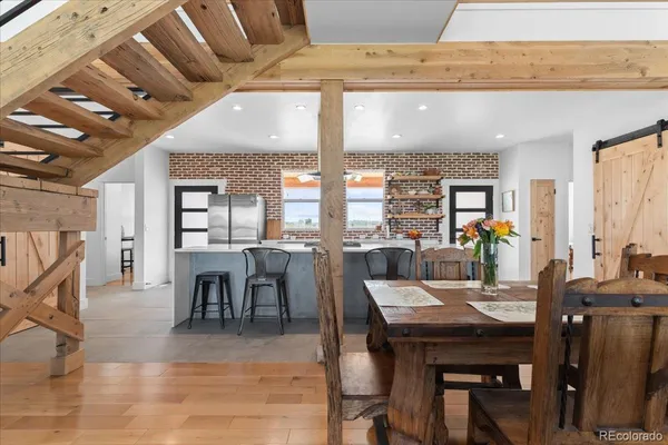 a view of a dining area with furniture