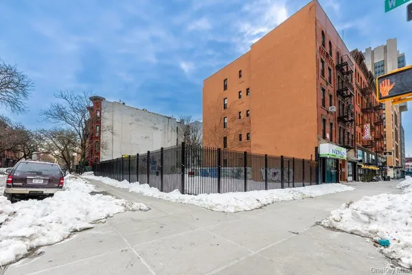 a street view covered with snow