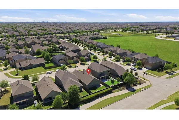 an aerial view of a house