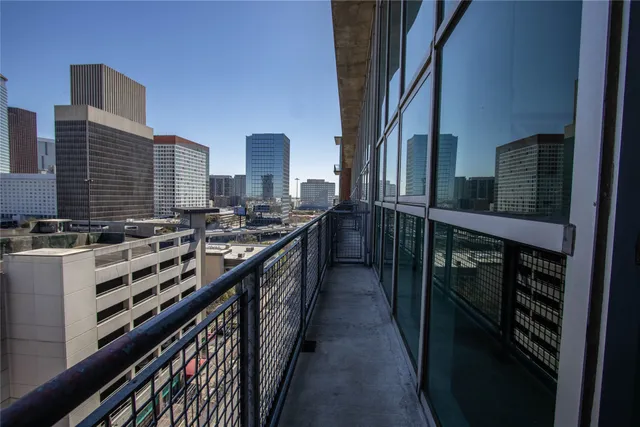 a view of city from a balcony