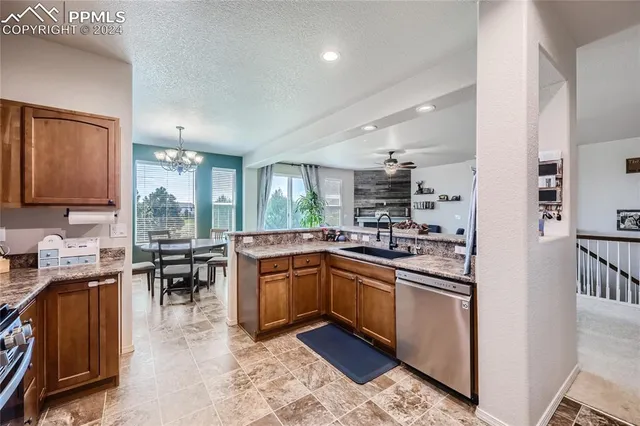 a kitchen with lots of counter top space