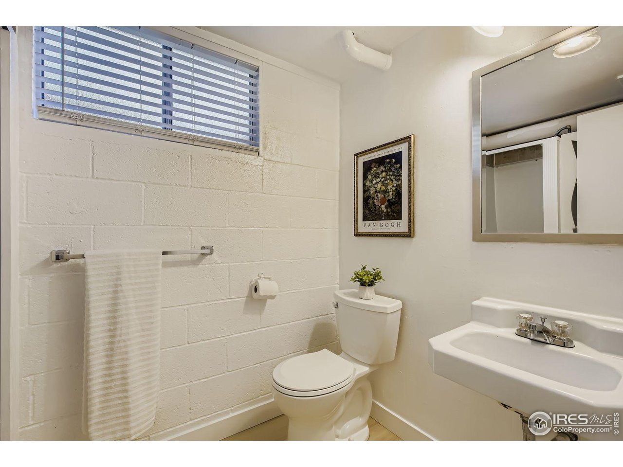 604 Colorado Street Fort Collins, CO 80524 - Photo 23 of 32 a bathroom with a toilet a sink and mirror