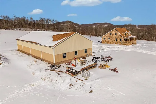 a view of a city with mountain