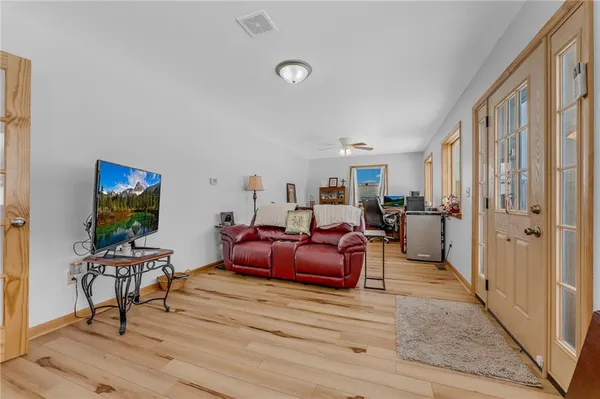 a living room with furniture