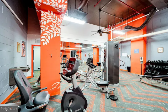 a view of a room with gym equipment