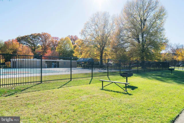 a view of a park with a slide