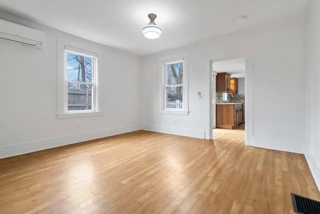 a view of a bedroom with stairs