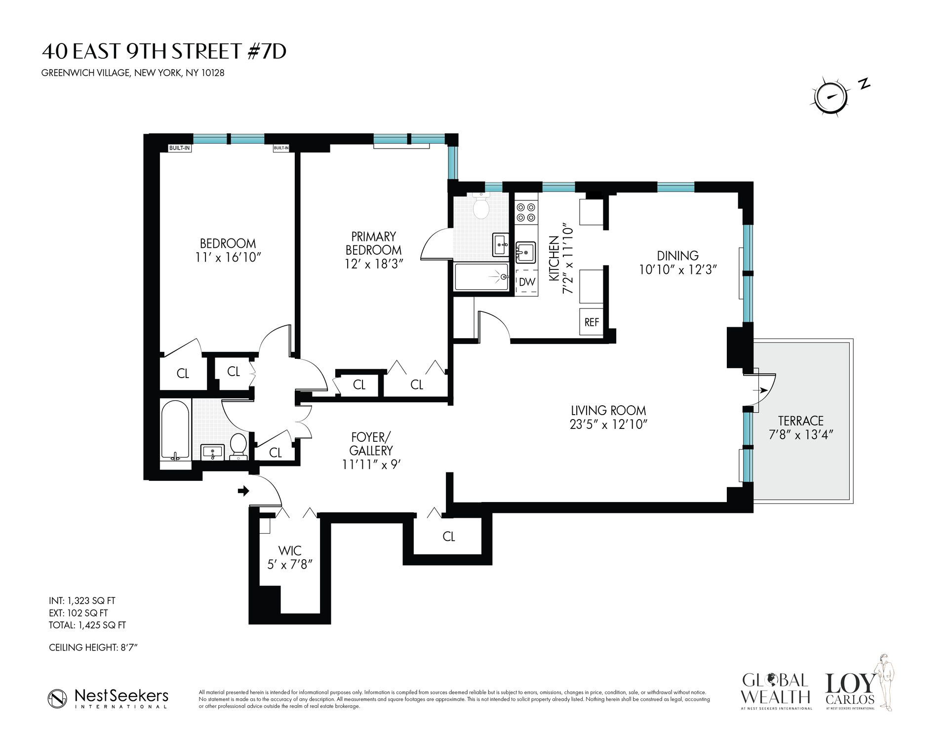 40 East 9th Street, Unit 7D Manhattan, NY 10003 - Photo 13 of 14 a picture of a floor plan