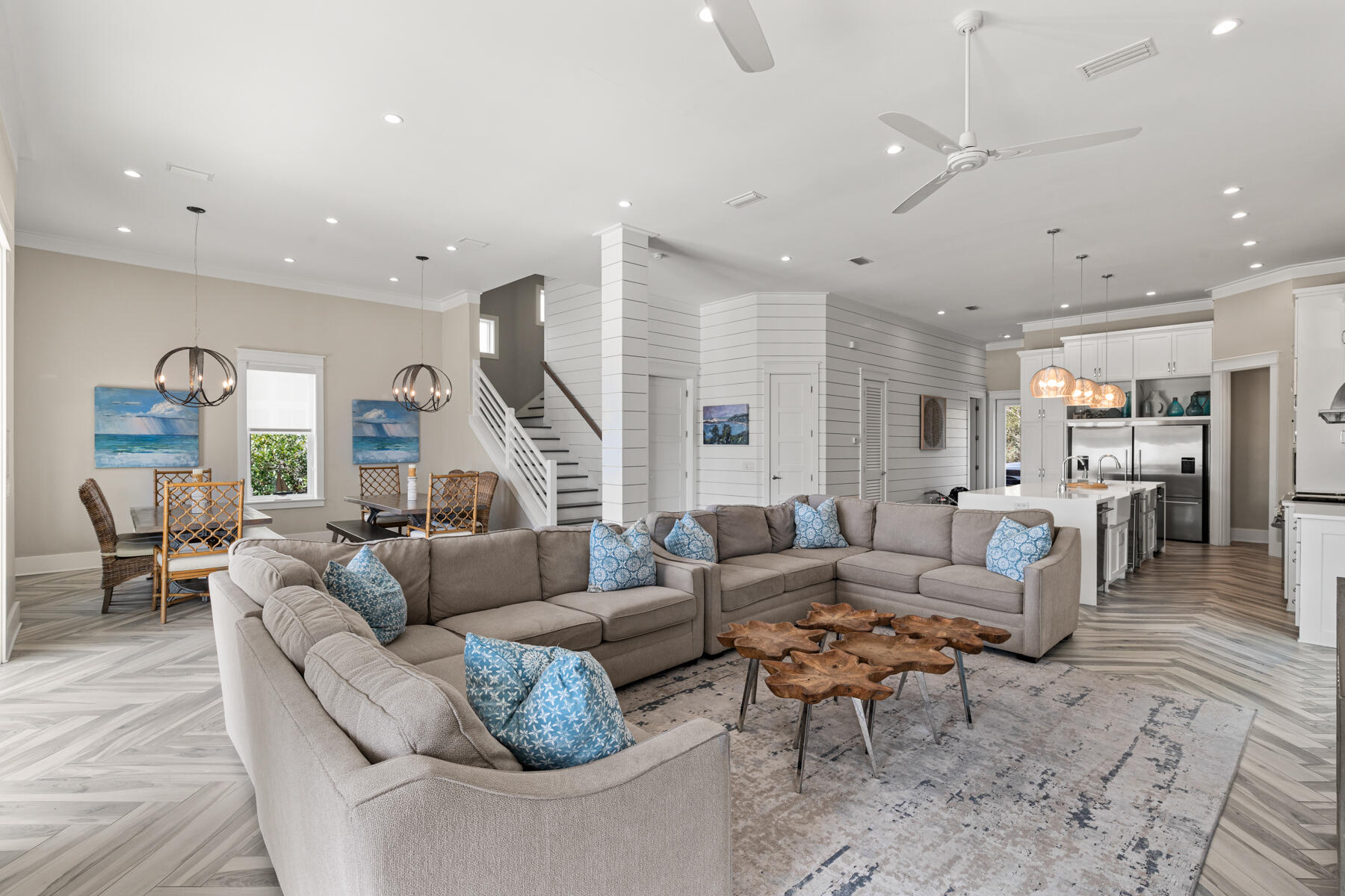 8947 East County Highway 30A Inlet Beach, FL 32461 - Photo 13 of 55 a living room with furniture kitchen view and a wooden floor