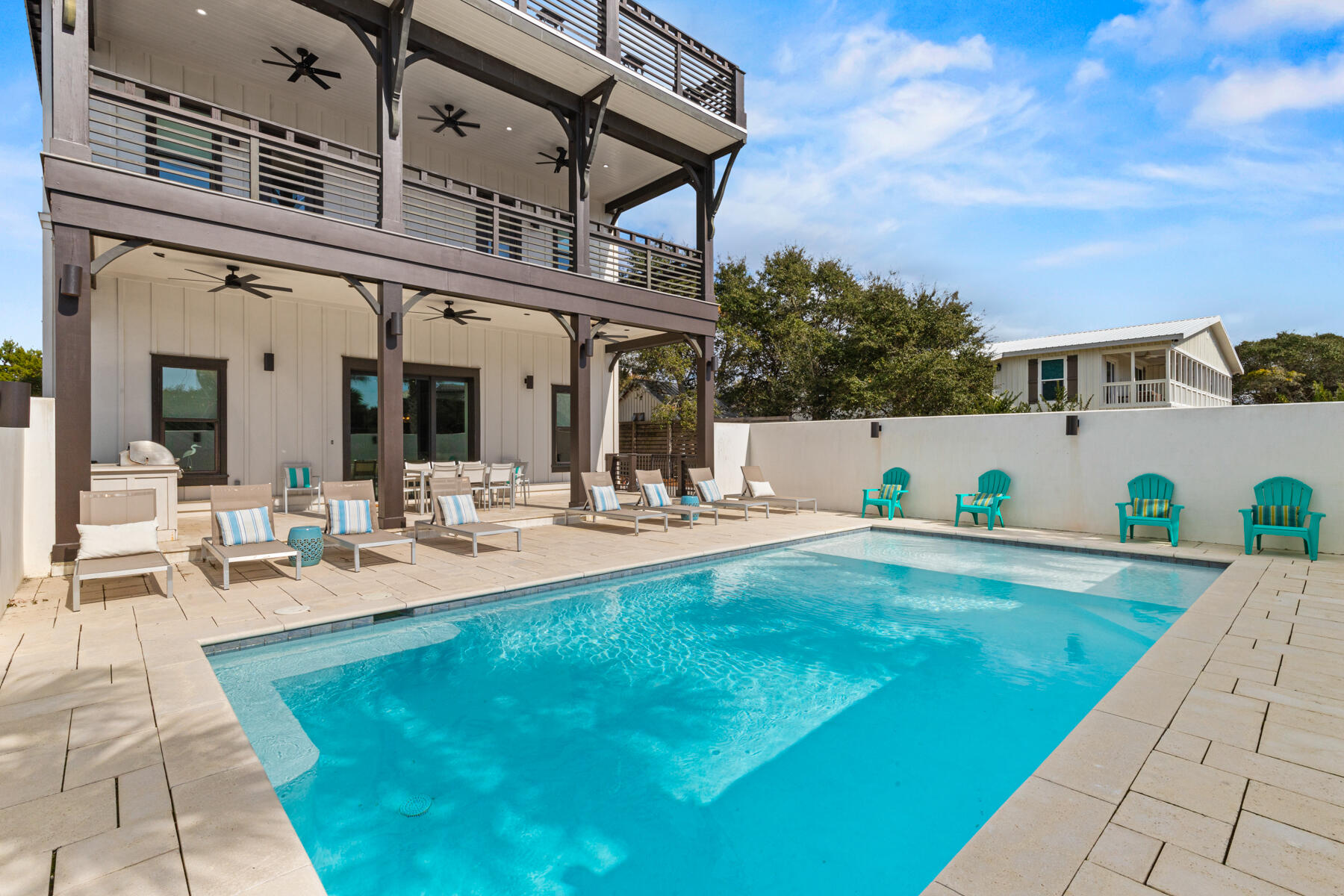 8947 East County Highway 30A Inlet Beach, FL 32461 - Photo 40 of 55 a view of swimming pool with outdoor seating and house in the background