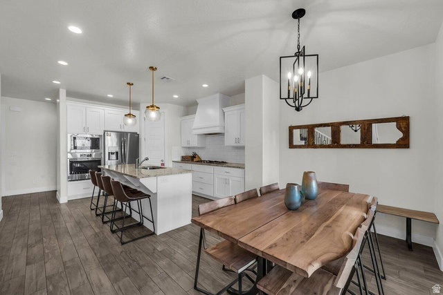 5010 Escapes Drive St. George, UT 84770 - Photo 5 of 46 Dining area featuring dark wood finished floors and suspended lighting