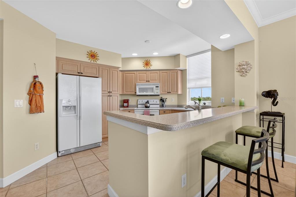 3191 Matecumbe Key Road, Unit 202 Punta Gorda, FL 33955 - Photo 6 of 37 a kitchen with stainless steel appliances granite countertop a refrigerator and a stove top oven