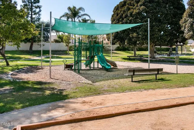 a park view with a bench