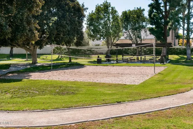 a view of a yard with swimming pool