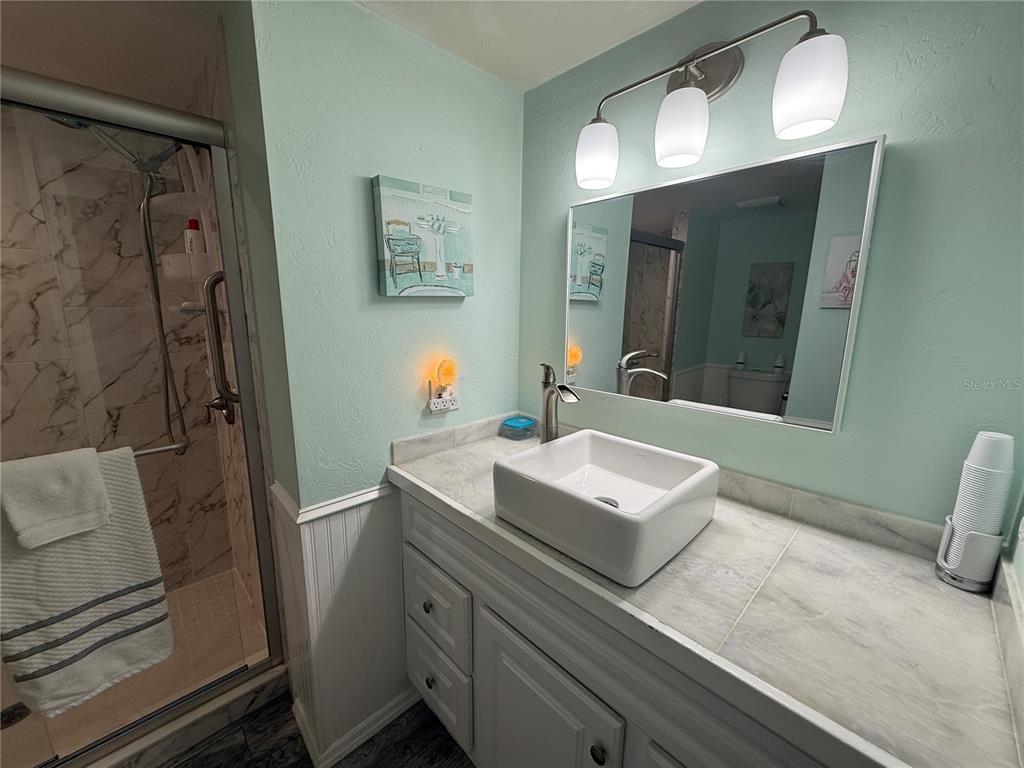 6190 Daffodil Road Venice, FL 34293 - Photo 8 of 22 a bathroom with a sink a mirror and a shower