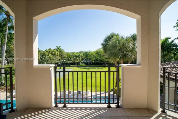 a view of a porch with a yard