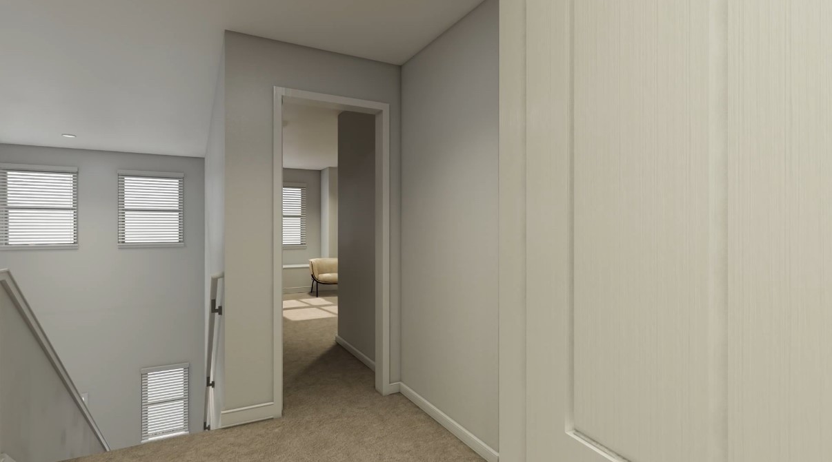 12110 Corsicana Trail, Unit 19B Manor, TX 78653 - Photo 6 of 23 Hallway with light carpet and an upstairs landing