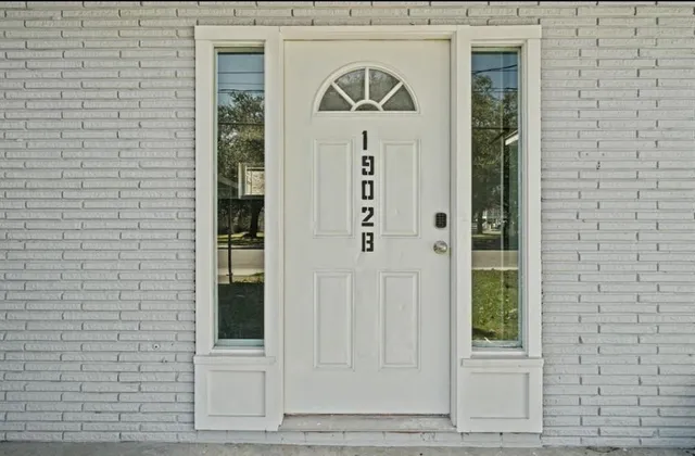 a view of a door house with a door