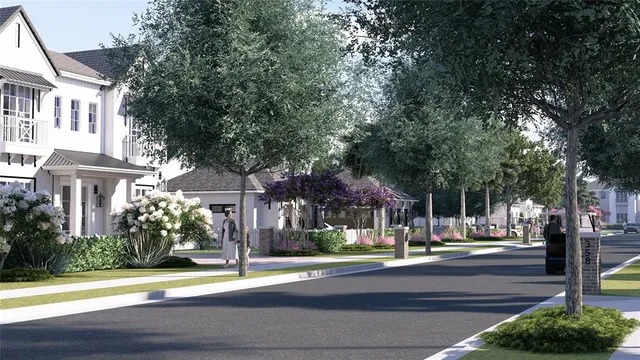 a view of street with houses