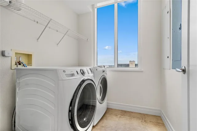 a view of a swimming pool with an ocean view