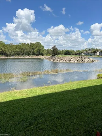 a view of a lake with a city