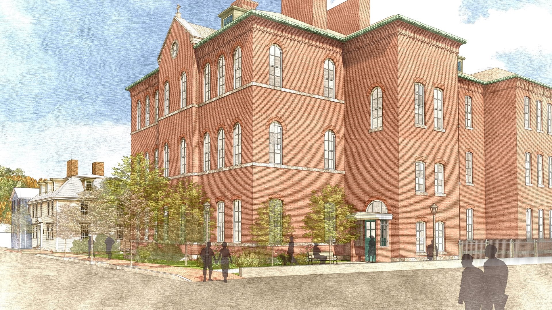 a front view of a building