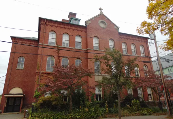 a front view of a building