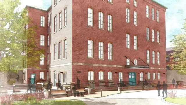 a city street lined with tall buildings