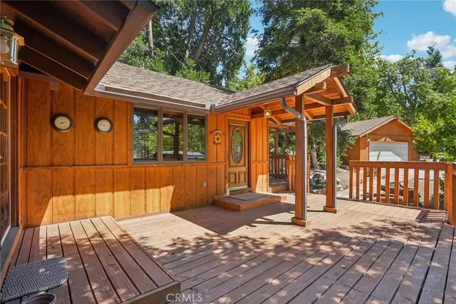 a view of a wooden deck