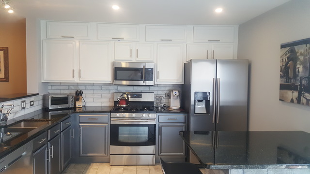 442 Holiday Lane, Unit 402 Round Lake, IL 60073 - Photo 3 of 17 a kitchen with stainless steel appliances granite countertop a refrigerator stove and sink
