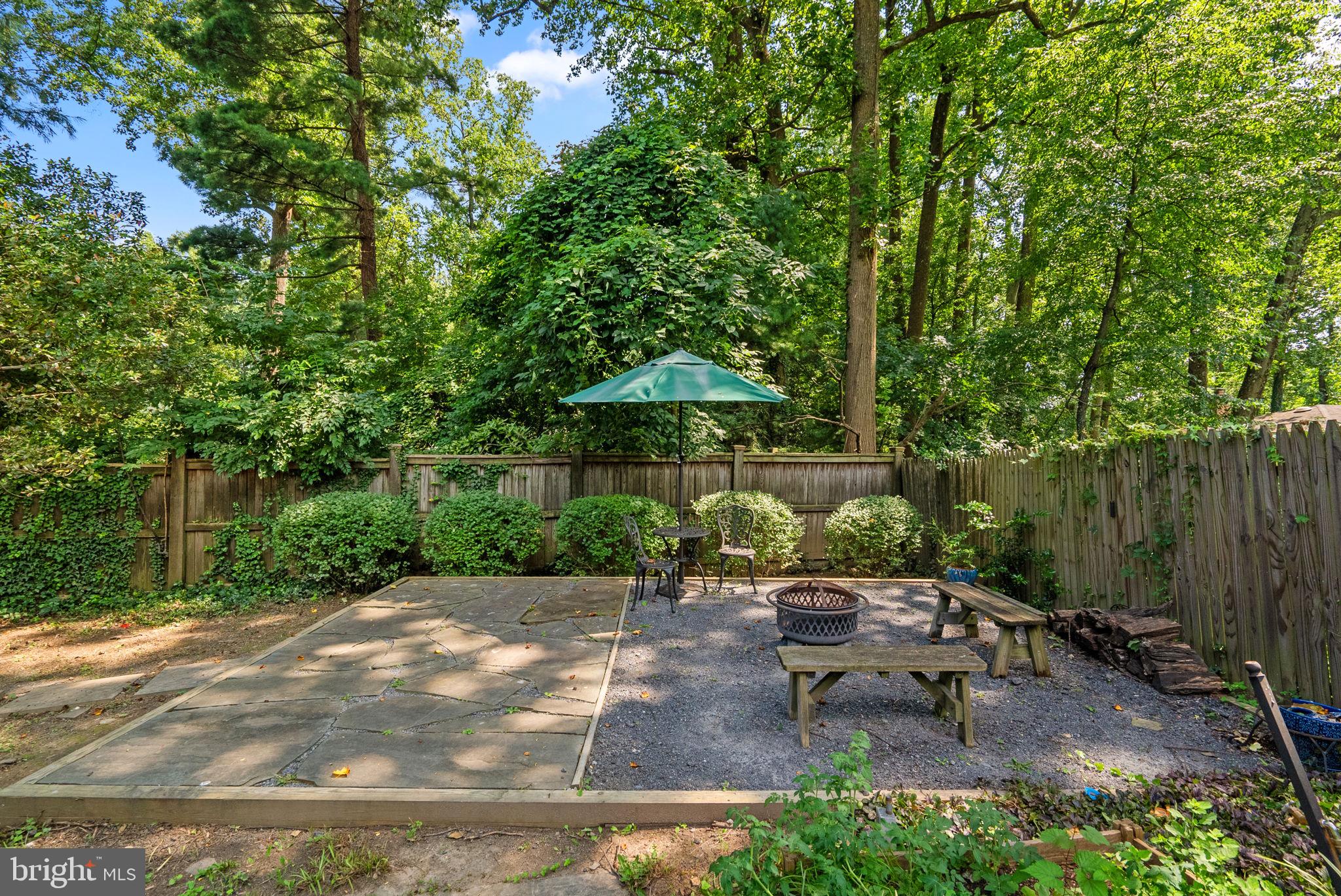 200 Eldrid Drive Silver Spring, MD 20904 - Photo 40 of 44 a backyard of a house with table and chairs under an umbrella