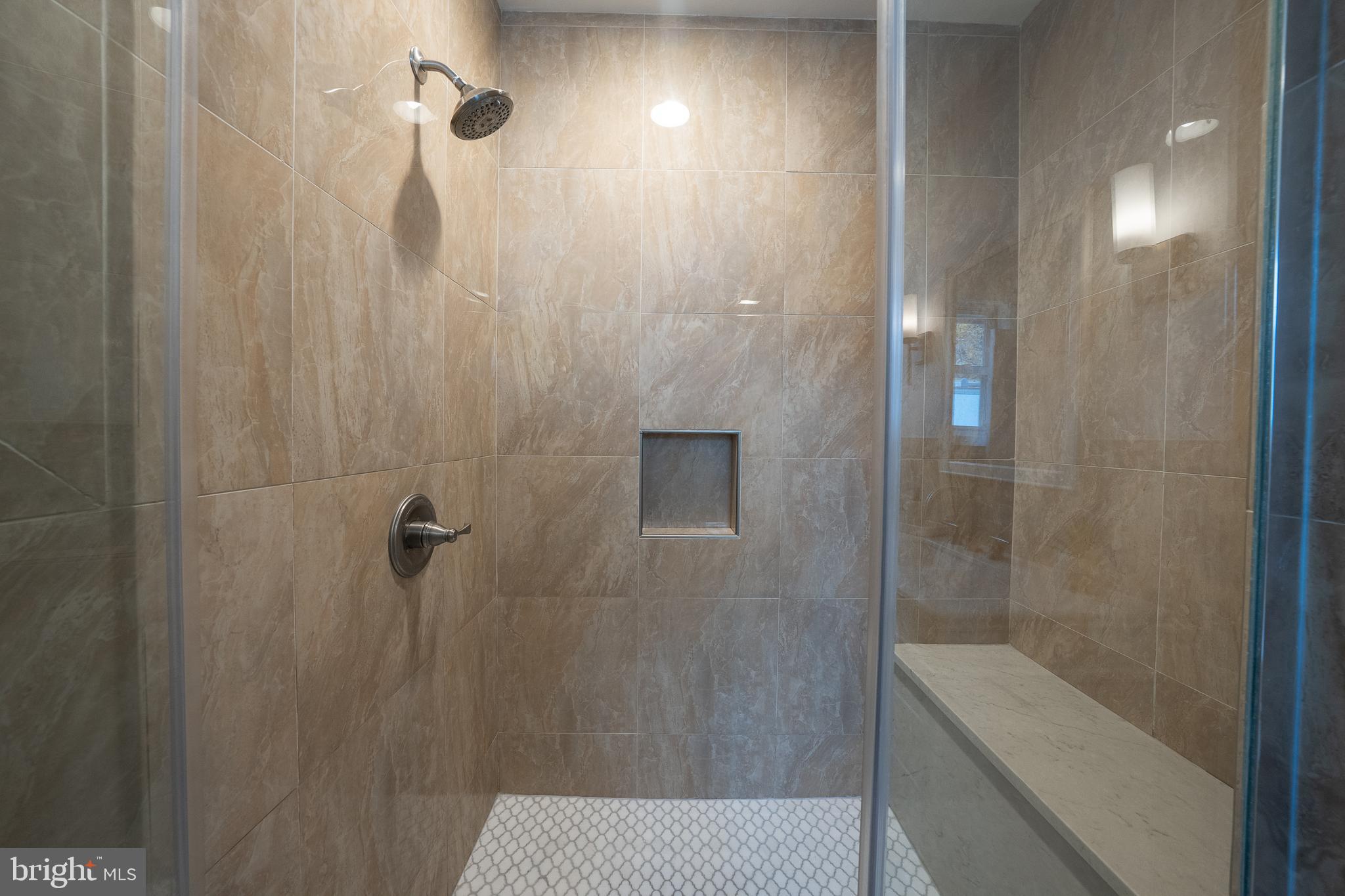 115 David Road Bala Cynwyd, PA 19004 - Photo 41 of 56 View of walk-in shower w/ quartz sitting bench.
