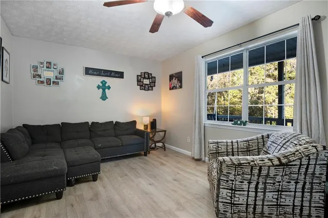 a living room with furniture