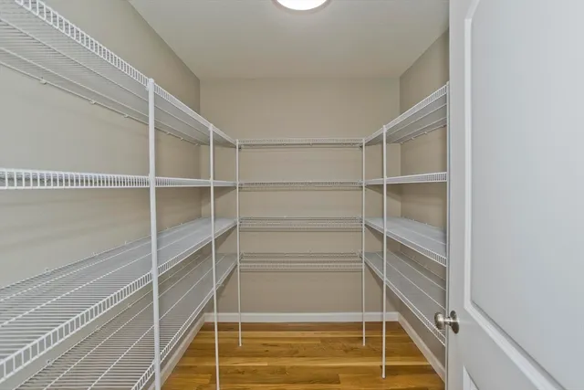 a view of a room with empty shelves