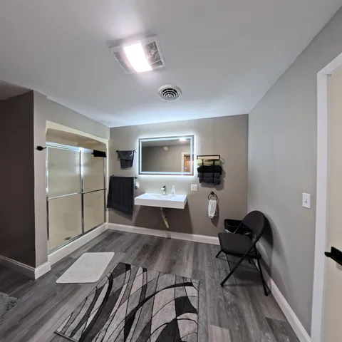 a view of a room with gym equipment