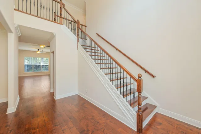 a view of entryway with wooden floor