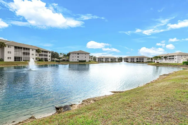 a view of a lake with houses