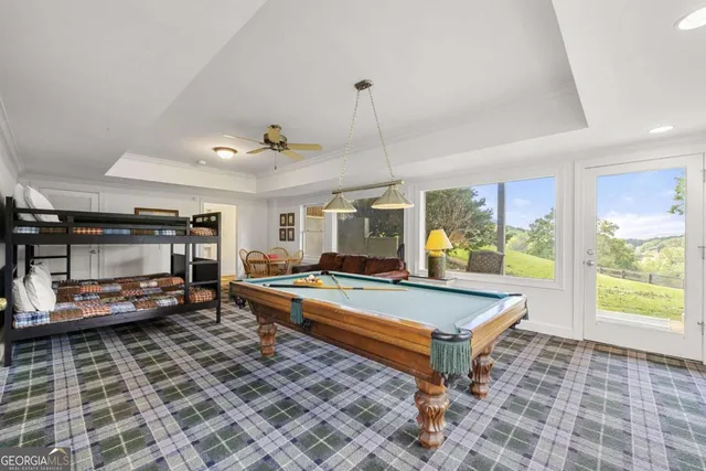 a view of a house with a large window