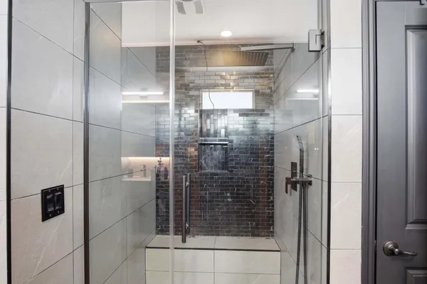 a bathroom with a shower