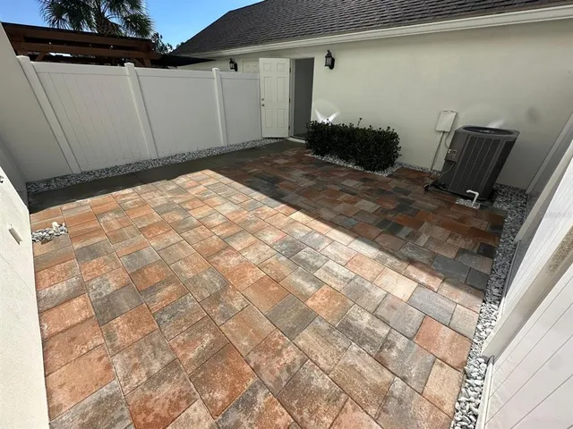 a view of a backyard of a house