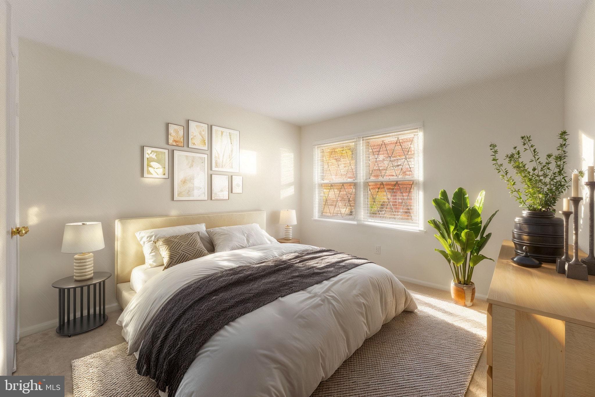 12574 Quincy Adams Court Herndon, VA 20171 - Photo 33 of 67 a bedroom with a bed and a potted plant