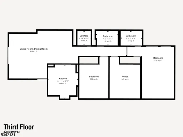 a picture of a room with a floor to a white wall and couches