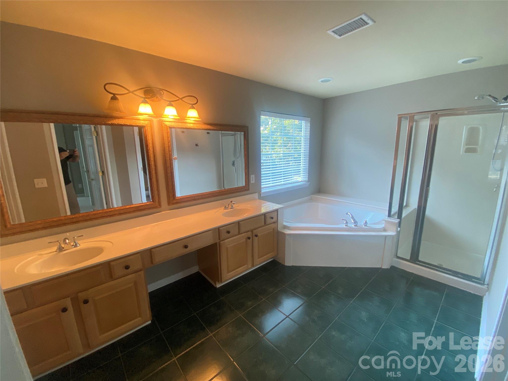 13518 Northbourne Road Huntersville, NC 28078 - Photo 14 of 15 a bathroom with a tub a sink and a large mirror